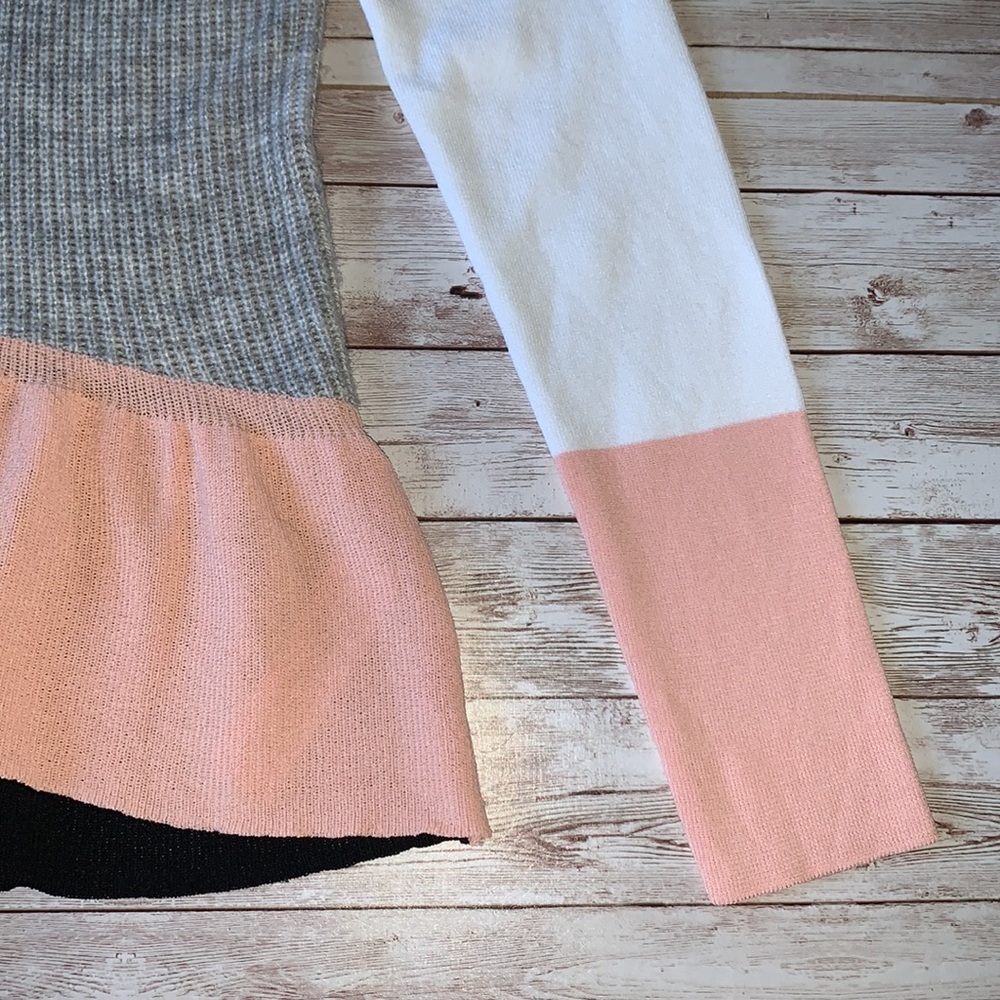 ASOS Colorblock Sweater Ruffled Bottom Size 6 - Picture 4 of 5